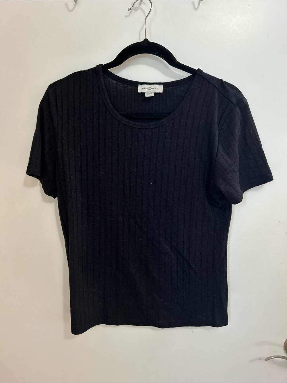 Vintage America Black Short Sleeve Ribbed Tee